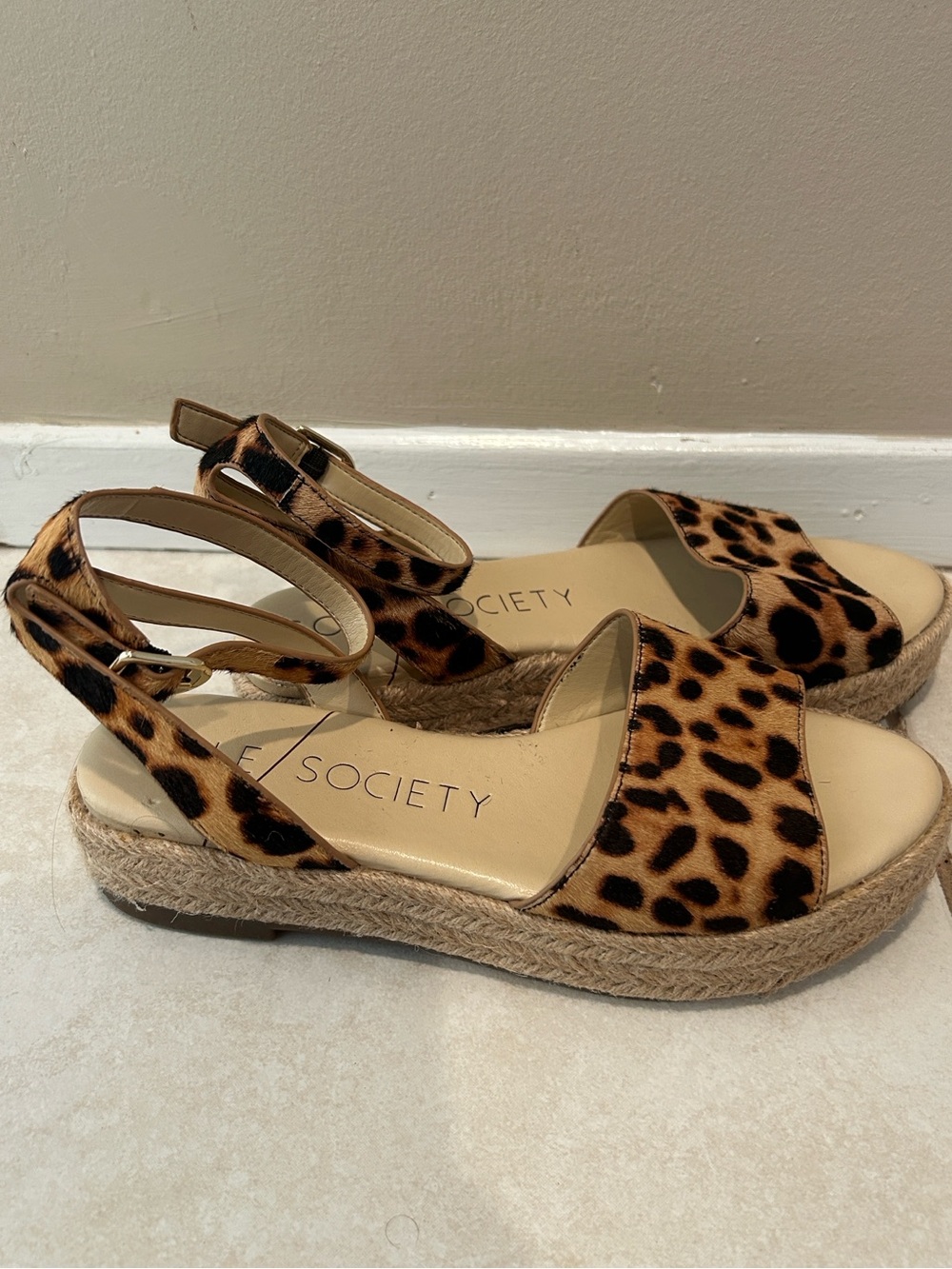 Sole Society leopard print espadrille platform sandals